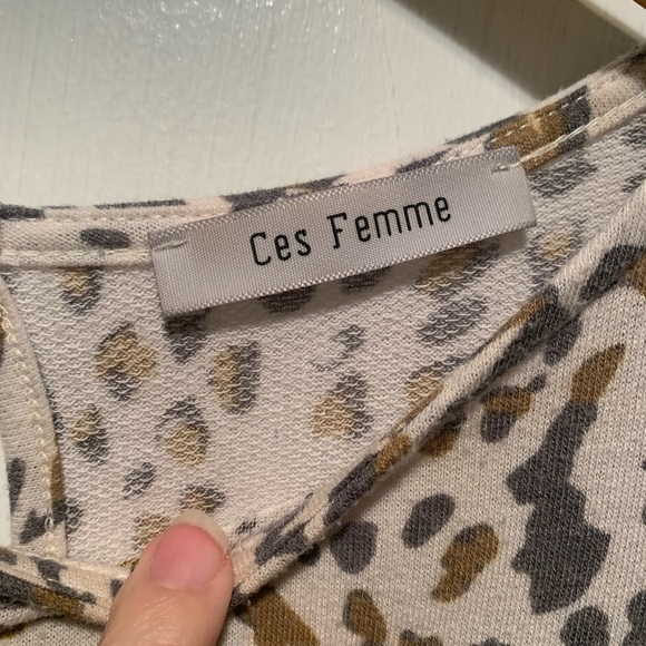 Ces Femme Pink and Gray Leopard Patchwork Boho Peasant Blouse - Picture 3 of 13